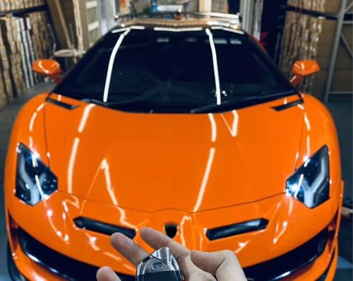 Image of CREON Vinyl Wrap for Car & Bike Self Adhesive Vinyl Wrap Sheet Sticker & Decal Roll Film Auto Car Vehical Air Release (2 feet x 8 feet, Orange Glossy Wrap)