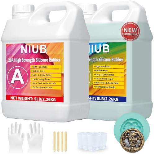 NIUB Silicona Líquida para Moldes 4,52kg 20A   Kit Profesional de Fabricación de Caucho de Silicona (Verde Jade)