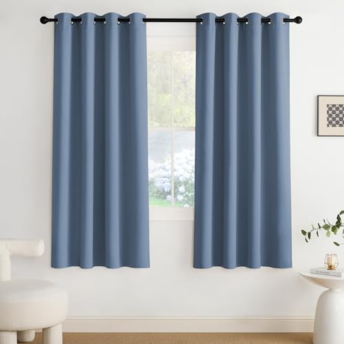 NICETOWN Blackout Curtains Grommet 2 Panels 72 Inches Long, Stone Blue