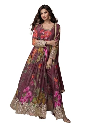 Costume traditionnel indien georgette véritable brodé vêtement de fête 8178