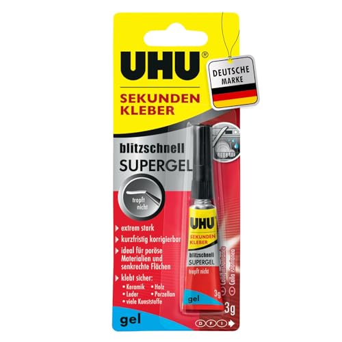 UHU Sekundenkleber extra stark | 3g Kleber Gel für präzises...
