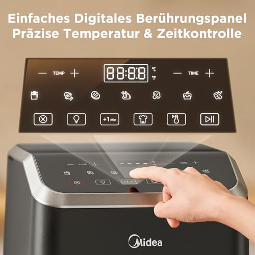Image of Midea 7L Capacity Hot Air Fryer, HeatXpress Technology, 90% Less Oil, Energy and Time Saving with 7 Presets, Easy to See Window and Light, Non-stick