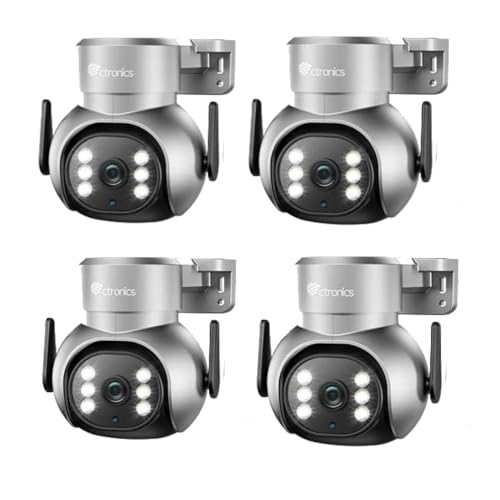 Ctronics 4 Pack Security Camera WiFi Outdoor with 30M Color Night Vision 1080P, 355° PTZ Home Security Camera with Motion/Human Detection and Auto-Tracking, Walling & Ceiling Mounted, IP66 Ctronics 4 Pack Security Camera WiFi Outdoor with 30M Color Night Vision 1080P, 355° PTZ Home Security Camera with Motion/Human Detection and Auto-Tracking, Walling & Ceiling Mounted, IP66