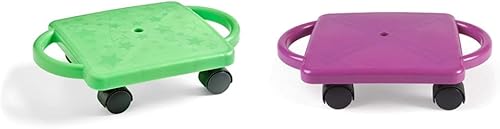 hand2mind - Patinete verde para interiores con asas, patinetes de gimnasio para niños, juguetes de recreo, equipo de PE para escuela primaria,