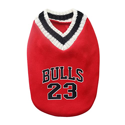Leasote Dog Sweaters For Cold Weather,Dog Basketball Jersey Clothes Boy Girl,Letter Print Puppy Sportswear Vest,V-Neck Basketball Shirt For Small Medium Large Cats Dogs Red S #TOP21