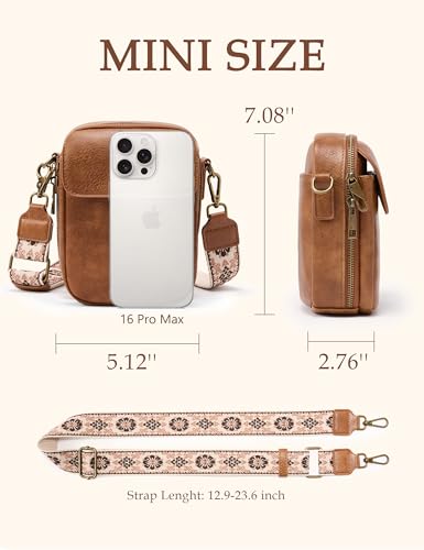 Image of Yarnic Small Crossbody Bag, Vegan Leather Cell Phone Purse for Women, Vintage Wallet Bag with Card Slots