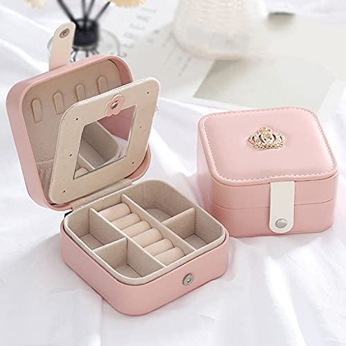 ASDFGH Simple Korean Creative Travel Portable Jewelry Box Earrings Leather Jewelry Storage Box Small Jewelry Bag (Color : C)