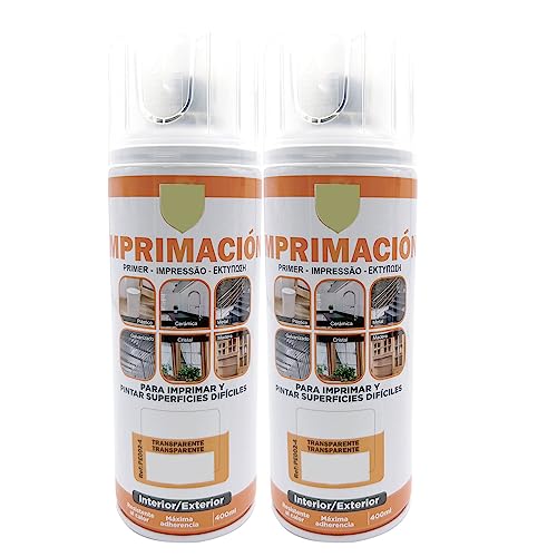 various Pintura Spray Imprimacion Transparente de 400 ml Adecuado para las Superficies de Metal, Madera y Plástico Pack de 2 Unidad