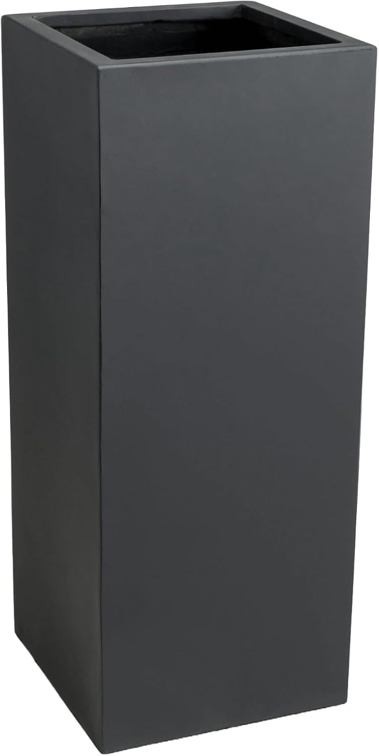 Jardinière cache-pot colonne anthracite bloc en fibre de verre 75x30x30