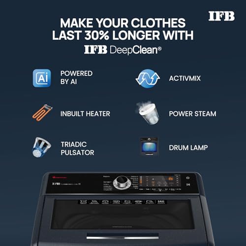 Image of IFB 10 Kg 5 Star AI Powered Fully Automatic Top Load Washing Machine (TL S4RBS 10.0 Kg Aqua, Sparkle Silver, 2X Power Steam, 4 Years Comprehensive Warranty)