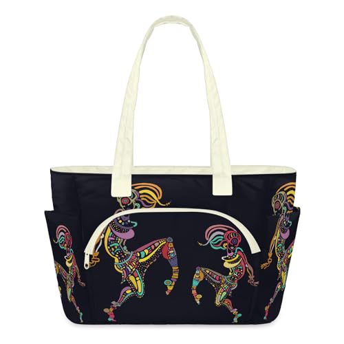 Sac fourre-tout ethnique africaine matelassé avec grand compartiment zippé sécurisé