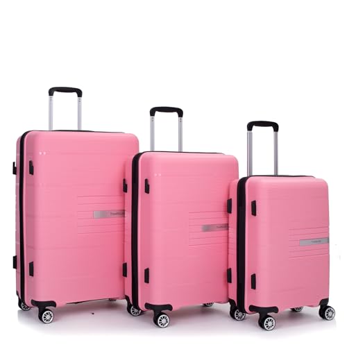 Hardshell Suitcase Double Spinner Wheels Luggage Sets Lightweight Durable Suitcase with TSA Lock,3-Piece Set (20/24/28), Pink2