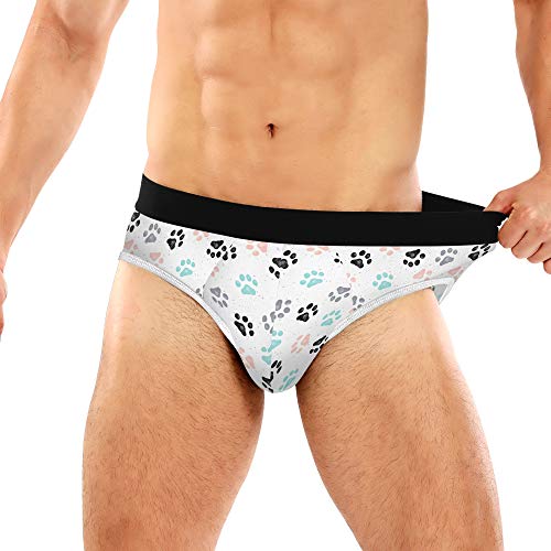 Dog Paw Print Pattern Mens Briefs Underwear Breathable Classic Briefs with Stretch Waistband - 1 Piece (Size S-3XL)3