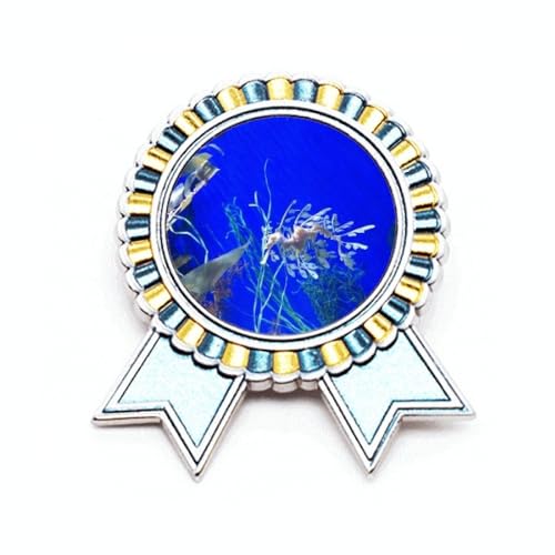 Broche hippocampe bleu océan eau profonde avec médaille en métal taille M
