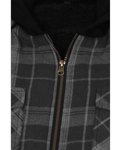 Image of ZENTHACE Men's Sherpa Lined Full Zip Hooded Plaid Shirt Jacket