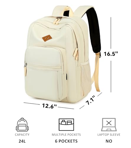 Image of abshoo Classical Basic Womens Travel Backpack For College Men Water Resistant Bookbag (Cream Beige)