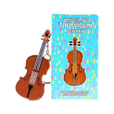 DR DINGUS World's Smallest Violin - Original Sad Music - Pocket-Sized Tiny Violin Keychain Symphony of Empathy - Plays a Touchingly Sad Song - Silly Gag Gift to Playfully Pluck Heartstrings Cover