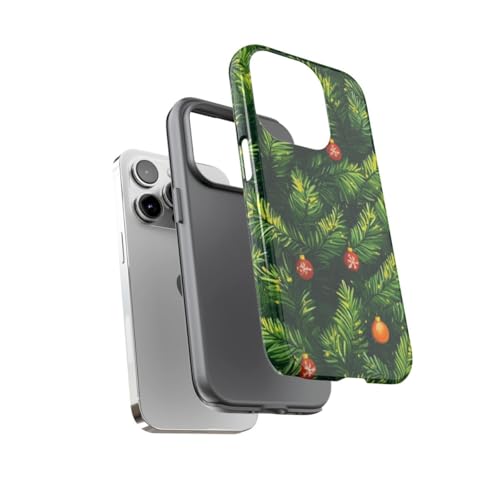 Coque iPhone 14 Pro verte de Noël rigide et brillante