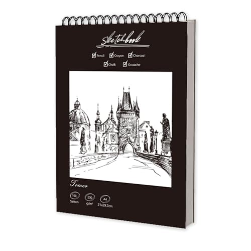 Velvaria A4 Thickened Sketch Book for Kids Artists & Beginners - Top Spiral Bound Art Sketch Pad with 50 Sheets Acid-Free 200gsm Drawing Paper Perfect Art Supplies