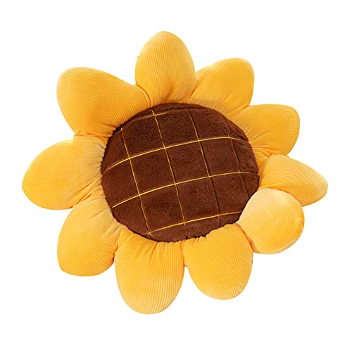 NatureMan Cuscino da pavimento a forma di girasole, 50 cm, cuscino a forma di fiore, grazioso cuscino decorativo in peluche per camera da letto, divano e sedia