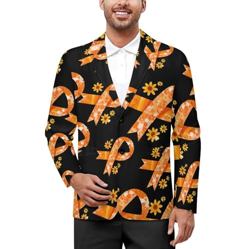 Awareness Orange Ribbon Mens Casual Blazer Button Suit Jacket Lightweight Sport Coat for Work Business