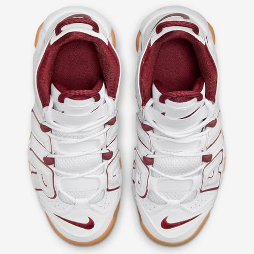 Nike Air More Uptempo Big Kids' Shoes (FJ2846-100, White/Gum Light Brown/Team Red) Size 4.52