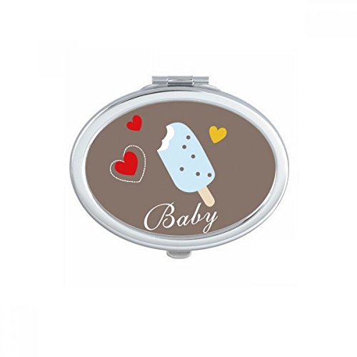 Miroir de maquillage compact portable mignon ovale cœur bleu