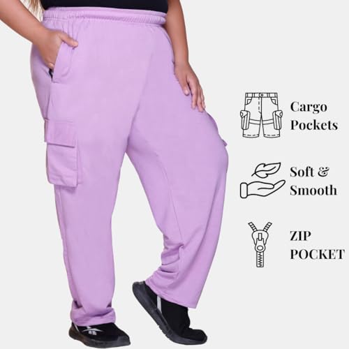 Image of White Moon Plus Size Women's 4 Pocket Cargo Joggers for Gym - Comfortable Track Pants for Women, Cotton Jogger, Ideal Track Pants for Women, Cargo Joggers for Everyday Wear (Pack of 2)