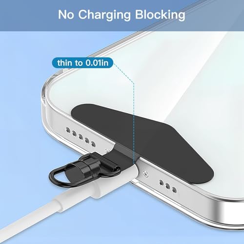 cmetta 2 PCS 360°Rotatable Metal Phone Tether Tab for iPhone，Cell Phone Lanyard Replacement Part for All Full Phone Cases,Black+Silver - Thumbnail 5
