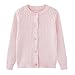 Girls Button Down Cardigan Kids Long Sleeve Crewneck Uniform Cable Knit Sweater Chunky Warm Outerwear (Pink, 7-8 Years)