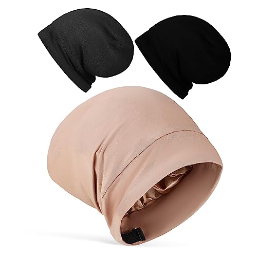 Bonnet en satin pour dormir lot de 3 hair care nuit