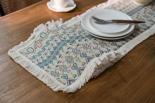 Chemin de table jacquard coton lin anti-pli géométrique 30cm - 6