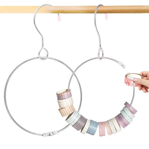 Anillo organizador de cinta, soporte de cinta de acero inoxidable, organizador portátil, 2 soportes de almacenamiento para colgar cinta de papel para el hogar, dormitorio, armario