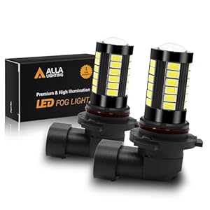 Alla Lighting Super Bright HB4 9006 LED Fog Light Bulbs, 6000K Xenon White 2800Lms Auto 12V Fog Lamps Replacement 5730 33-SMD LEDs