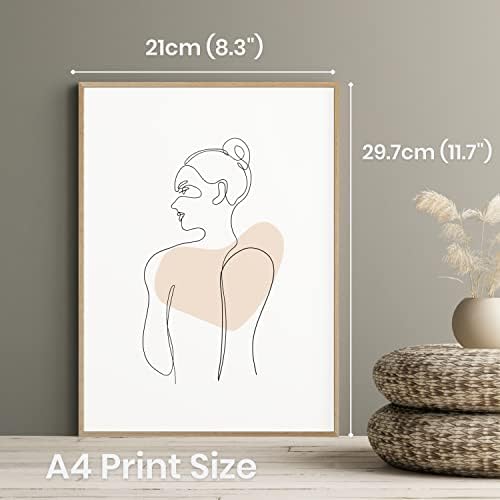 State Media Vision Abstract Women's Line Art Wall Art Set Of 3 - Hand Drawn Female Line Drawing Body Art A4 Unframed Poster Perfect For Living Room or Bedroom Decor