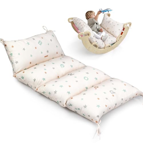 Image of BlueWood Cushion for Climbing Arch, Montessori Philosophy Soft and Non-Slip Pillow for Kids, Pikler Cushion for Reading, Playing, Games, Parties (Pearl)