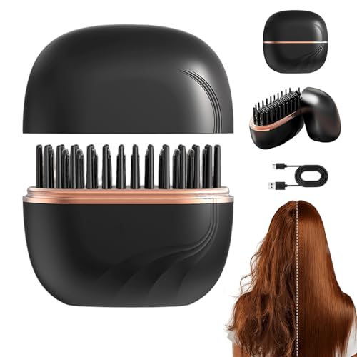 Mini Cordless Hair Straightener Brush with 3-Speed Control