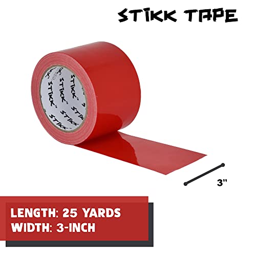 Image of STIKK Duct Tape - Red Duck Tape - 3 inch x 25 Yards - Heavy Duty Tape for Repairs, Household Projects - for Commercial HVAC and Construction - Effective Heavy Duty Waterproof Duct Tape (Pack of 3)