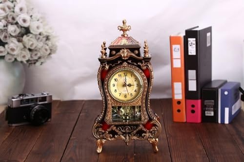 Lamantt置き時計、装飾飾り、ヨーロッパ風、レトロ、サイレント、ミュージカル、絶妙、ポータブル、デスクトップ、家庭用家具 (茶色がかった赤) [3]