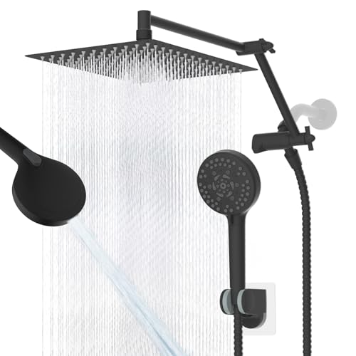 Image of 12 inch Metal Rain Shower Head with Handheld, High-Pressure Showerhead,10-Mode