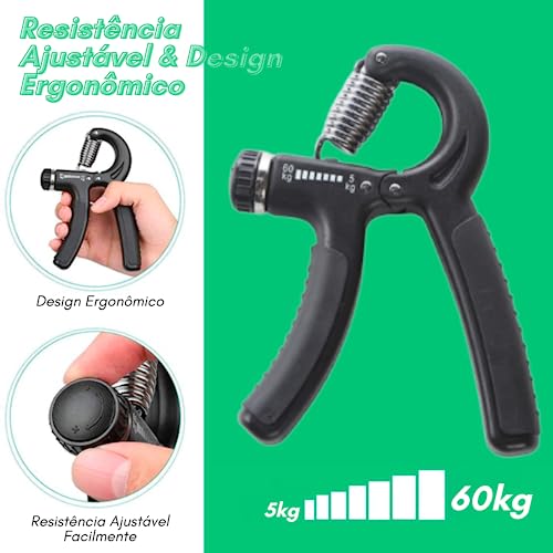 Hand Grip Fortalecedor Braços Antebraços Mãos Punho Pulso Resistente Regulável 5 a 60kg Ajuste Inten