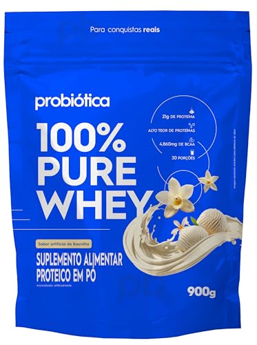 Probiótica 100% Pure Whey Nova Fórmula - 900G Refil Baunilha -