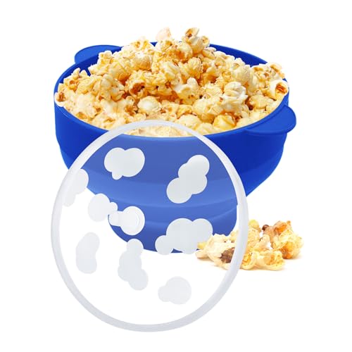 Palomitas de maíz de silicona, plegable, para noches de cine familiares (azul)