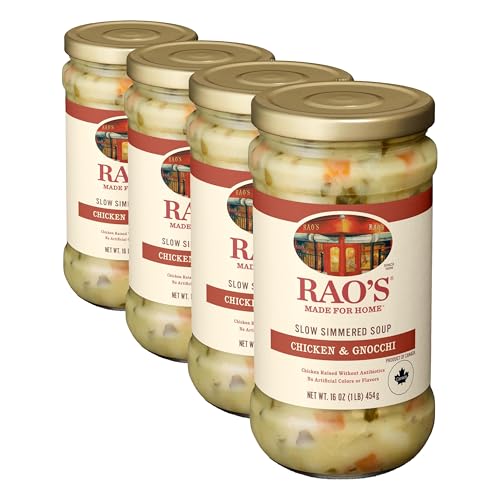 Image of Rao's Made for Home Chicken Gnocchi Soup, 16oz, Real Vegetables, Traditional Italian Heat and Serve Soup (Pack of 4)