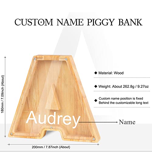 Personalisierte Spardose Aus Holz – Mit Namen, 25 Cm, Geschenk Für Kinder
