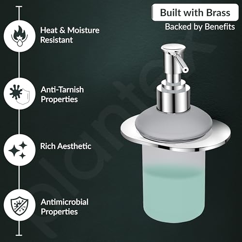 Image of Plantex Pure Brass Liquid Soap Dispenser /Smero Hand Wash Dispenser for Kitchen /Shampoo Dispenser /Bathroom Accessories - Aqua (Chrome)