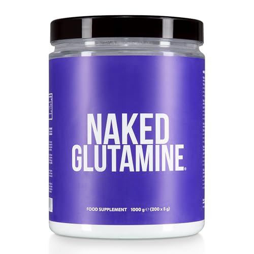 NAKED L Glutamina – 200 porciones – 1.000 g, vegana, sin OMG, sin gluten y sin soja. Reduce la degradación muscular y mejora la síntesis de proteínas. Sin aditivos