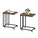 Produktbild VASAGLE Beistelltisch 2er Set,Sofatisch mit Rollen, C-Form, mobiler Kaffeetisch, 35 x 50 x 60 cm, Wohnzimmertisch mit Metallgestell, für Laptop, Industrie-Design, vintagebraun-schwarz LCT644B01