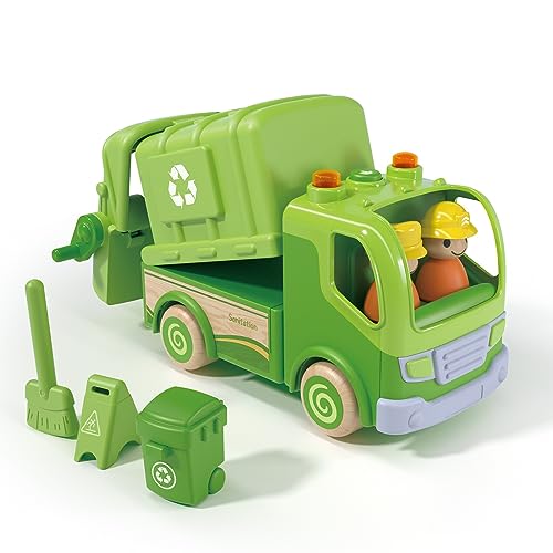 Wanborns Camião do lixo brinquedos para crianças e meninas de 1 2 3 4 anos, carro realista com elevador de caixote do lixo e função de despejo