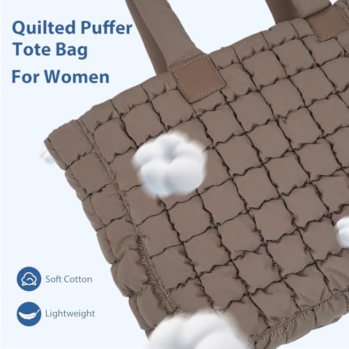 Juoxeepy Laptop Tote Bag Puffy Bag for Women Work Bag Quilted Puffer Tote Bag with Compartments3